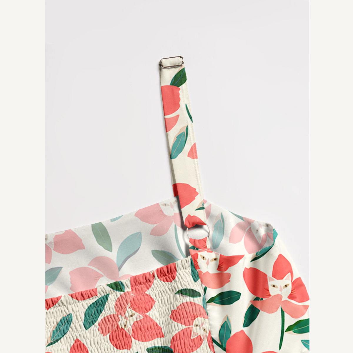 Cat Coral Blossom Print Wide Straps Maxi Dress With Pockets