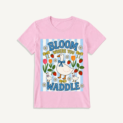 Strawberry Goose Garden Print Crew Neck Cotton Tee