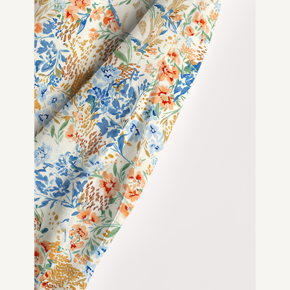 Square Neck Breeze Meadow Print Wide Straps Maxi Dress With Pockets