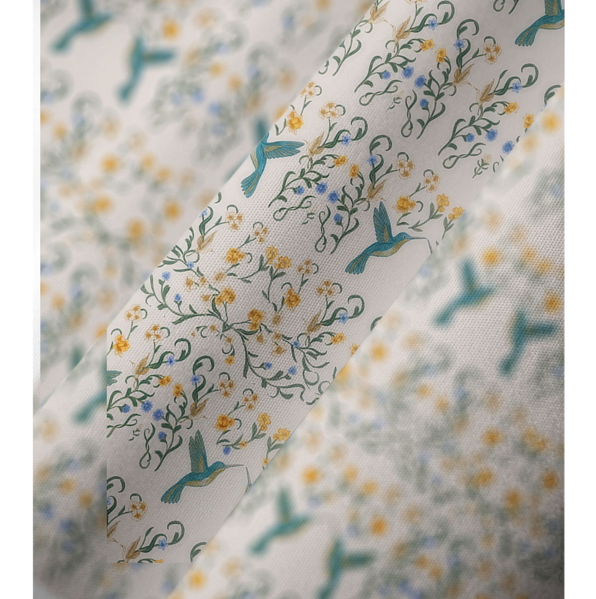 V‑Neck Whispering Hummingbird Kimono Sleeve Kaftan Dress