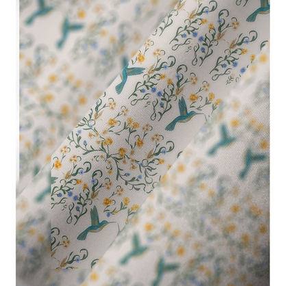 V‑Neck Whispering Hummingbird Kimono Sleeve Kaftan Dress
