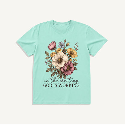 Vintage Wildflowers Bouquet Print Crew Neck Cotton Tee