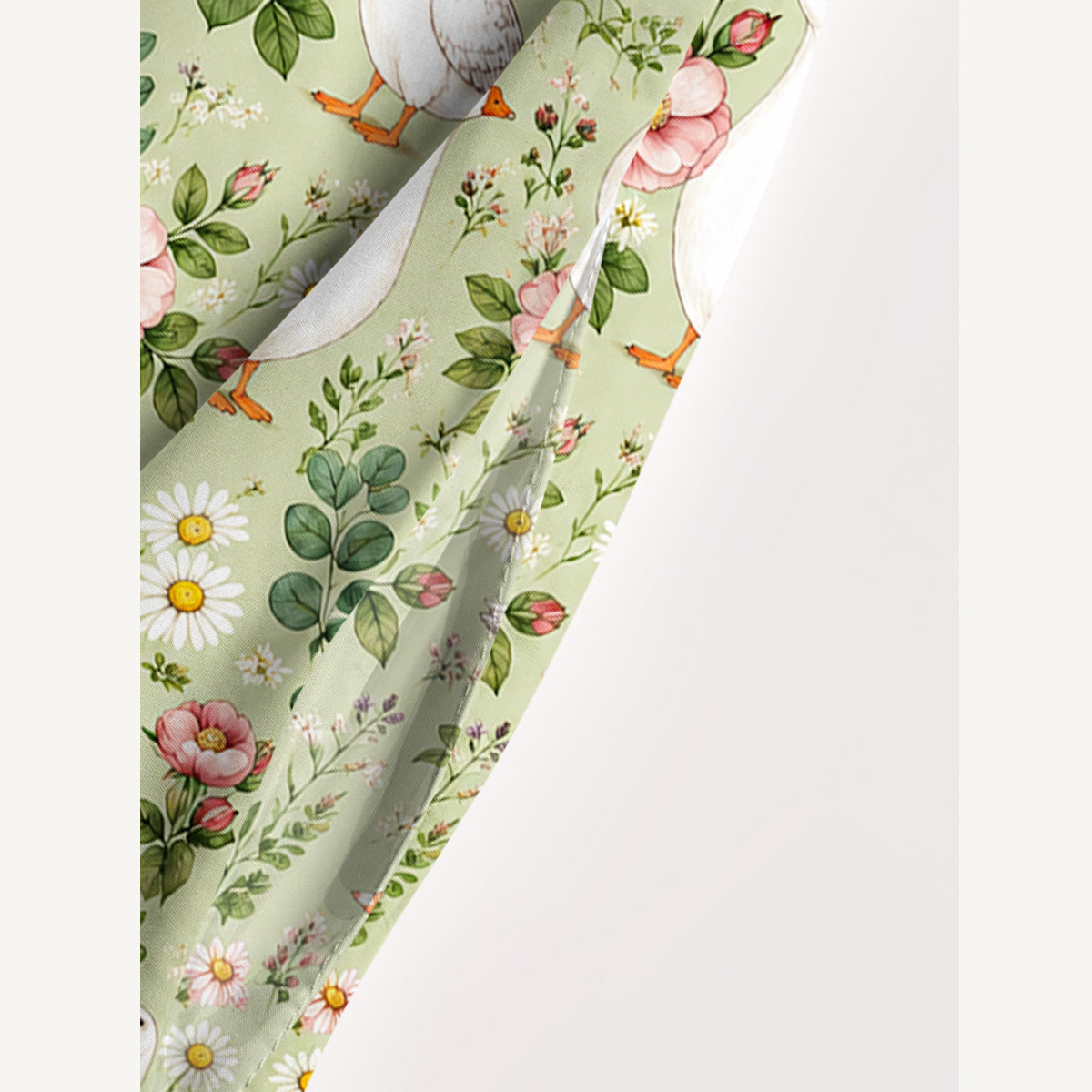 Pastoral Goose Garden Print Wide Straps Maxi Dress With Pockets