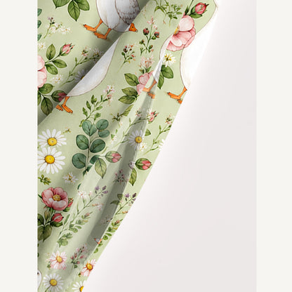 Pastoral Goose Garden Print Wide Straps Maxi Dress With Pockets
