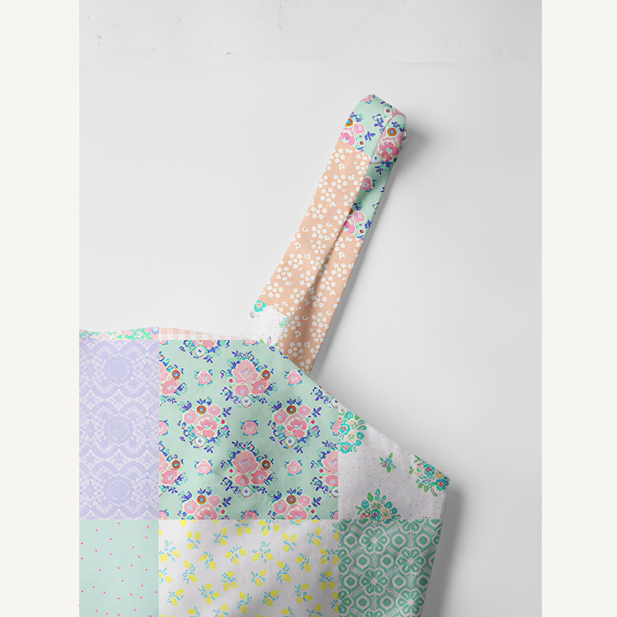 Vintage Quilt Patchwork Print Cotton Wide Straps Maxi Dress With Pockets