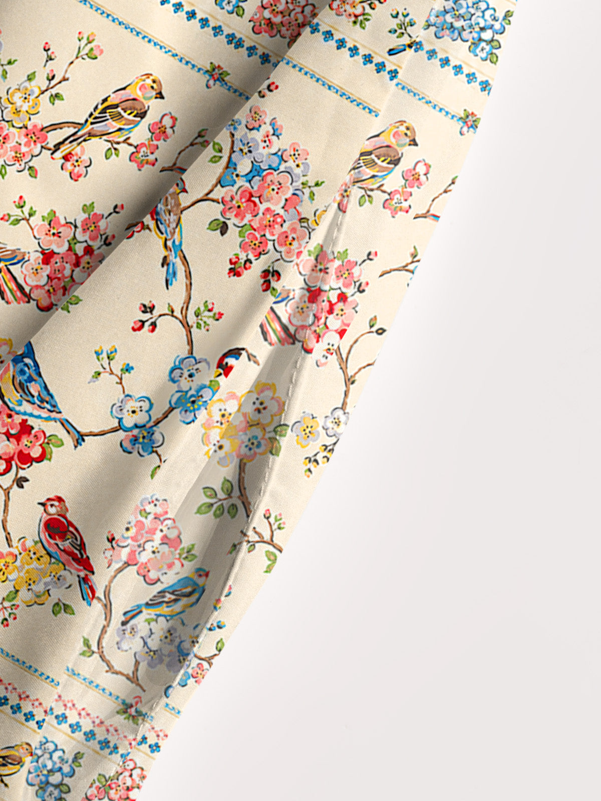 Vintage Floral Songbirds Print Wide Straps Maxi Dress With Pockets