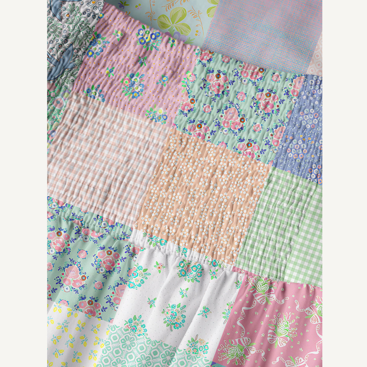Vintage Quilt Patchwork Print Cotton Wide Straps Maxi Dress With Pockets
