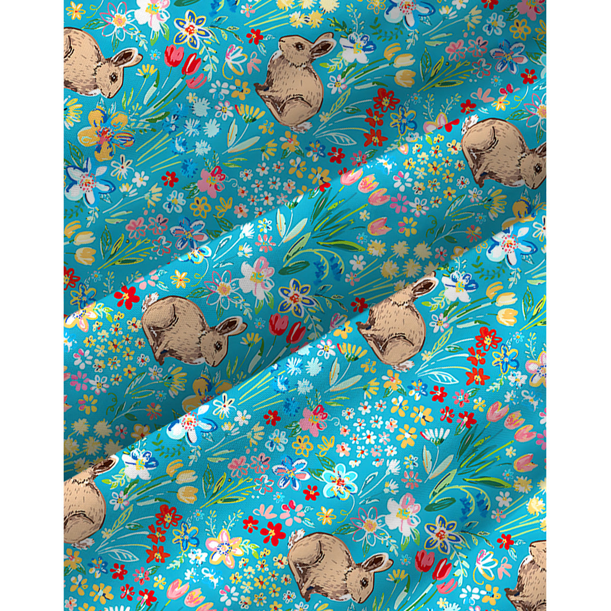 Blue Garden Rabbit Spaghetti Strap Mini Dress