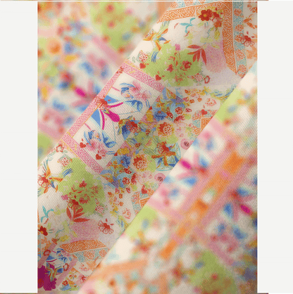 V‑Neck Vivid Lily Sleeve Kaftan Dress