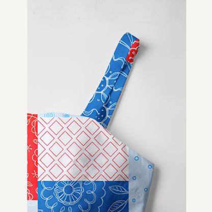 Patriotic Patchwork Print Cotton Wide Straps Maxi Dress With Pockets