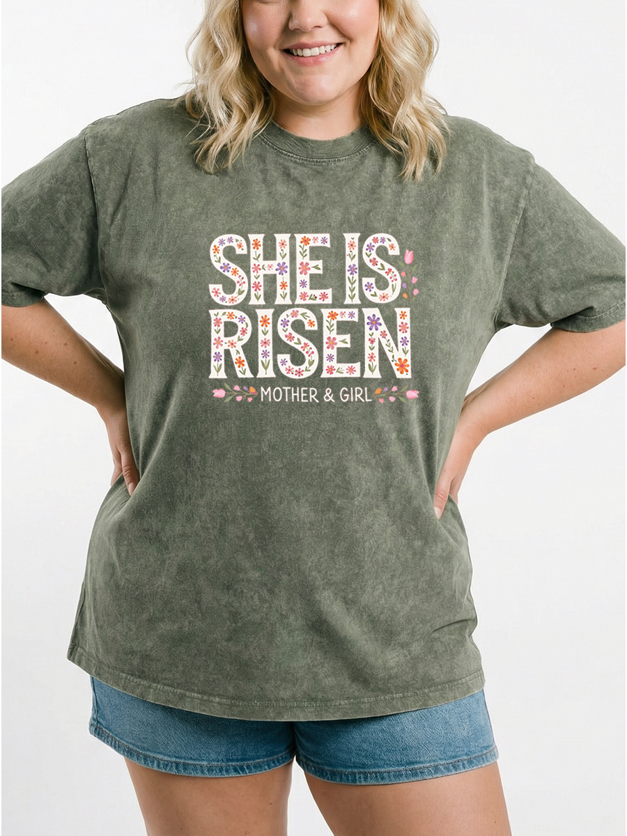Vintage She Is Risen Washed T-Shirt