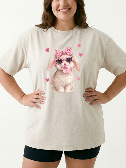 Vintage Easter Cute Bunny Washed T-Shirt