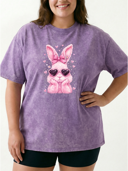 Vintage Cute Easter Bunny Washed T-Shirt