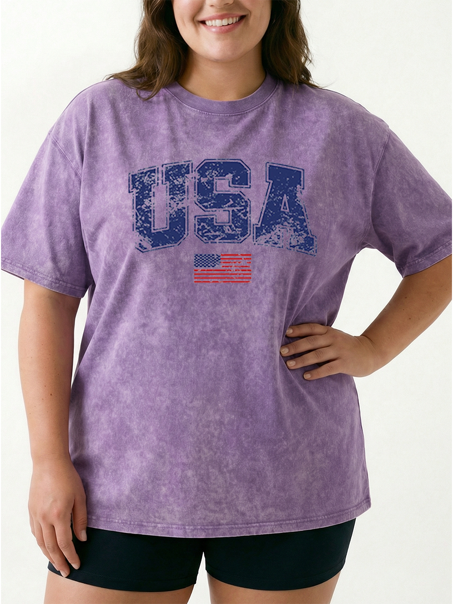 Vintage Retro Usa Washed T-Shirt