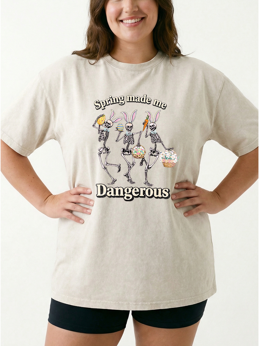 Vintage Spring Made Me Dangerous Washed T-Shirt