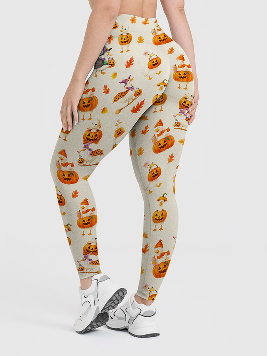 Vintage Cute Fall Watercolor Kids Leggings
