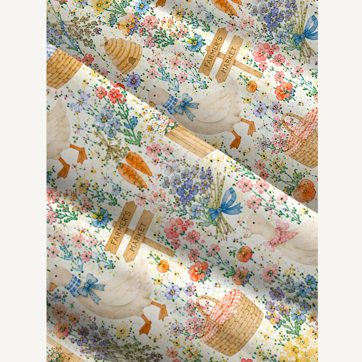 Wildflower Goose Market Print Wide Straps Maxi Dress With Pockets