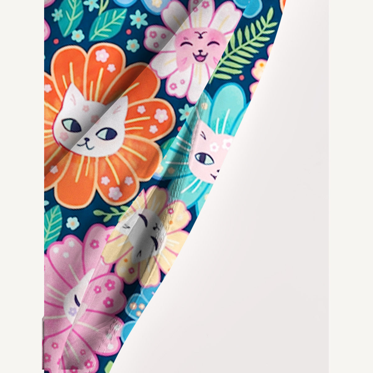 Blooming Kitty Garden Print Wide Straps Maxi Dress With Pockets