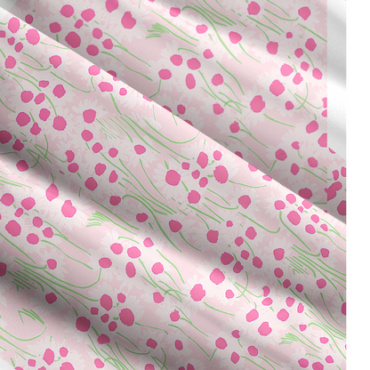 Square Neck Pink Daisy Print Wide Straps Maxi Dress With Pockets