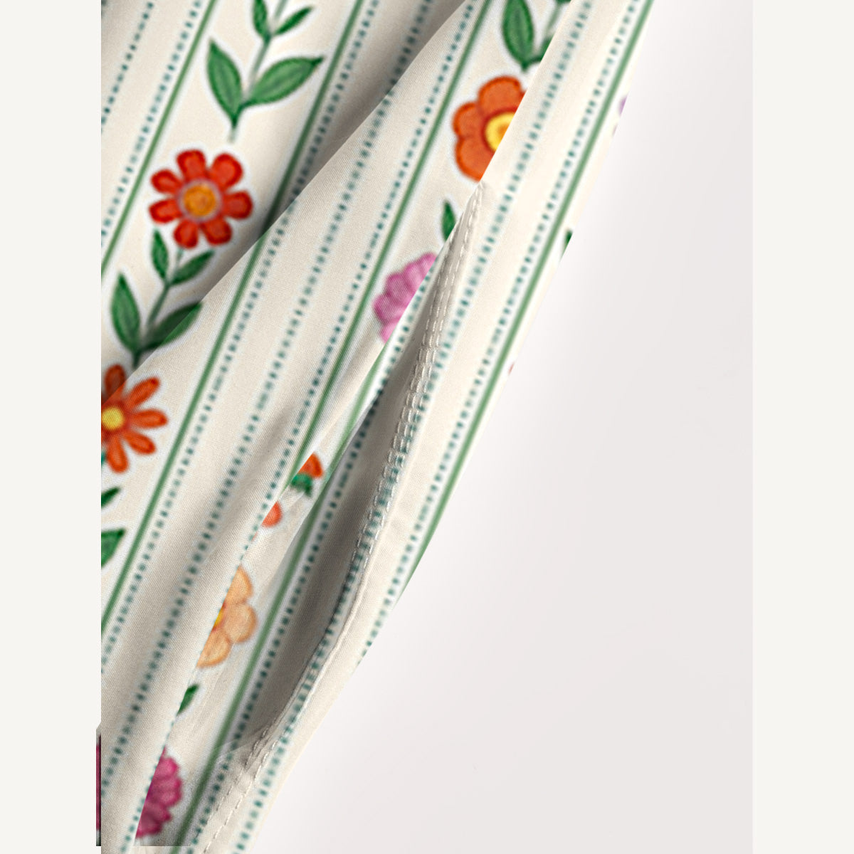 Vintage Vertical Floral Stripe Print Wide Straps Maxi Dress With Pockets