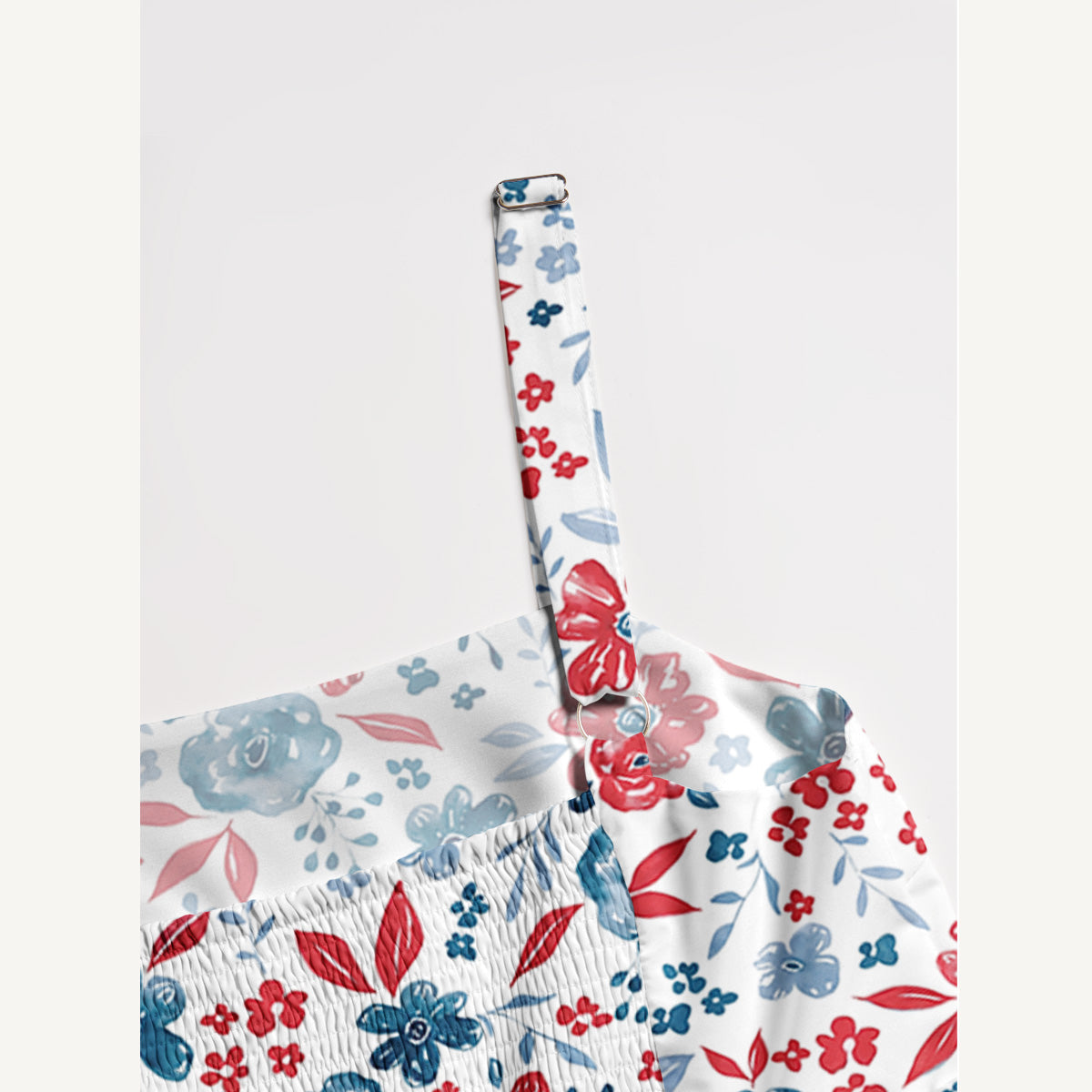 Patriotic Floral American Flag Print Wide Straps Maxi Dress With Pockets