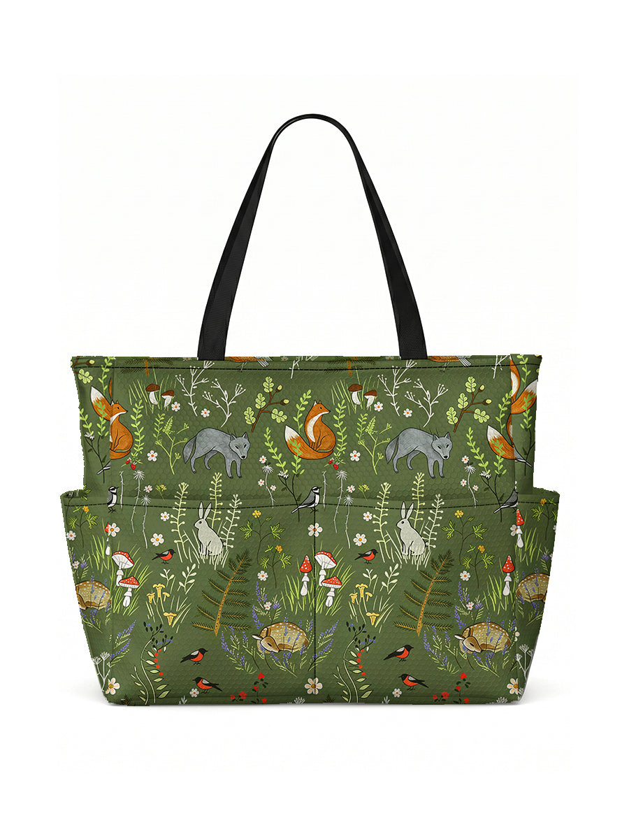 Whimsical Woodland Animals Print Tote Bag