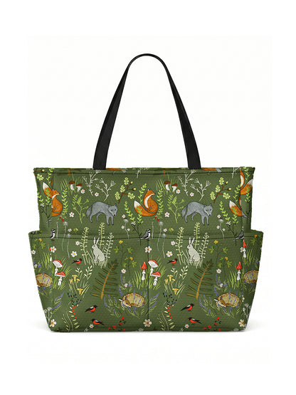 Whimsical Woodland Animals Print Tote Bag