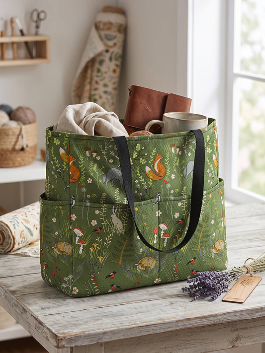 Whimsical Woodland Animals Print Tote Bag
