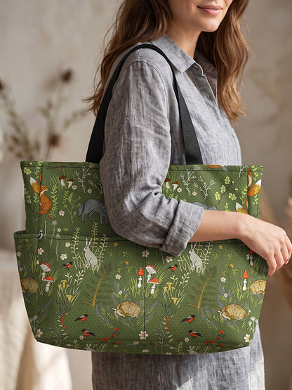 Whimsical Woodland Animals Print Tote Bag
