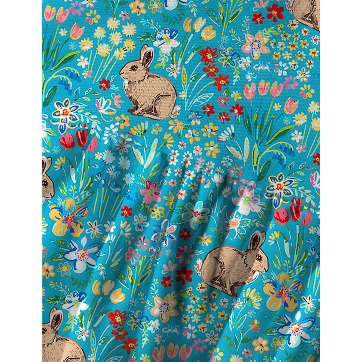 Blue Garden Rabbit Spaghetti Strap Mini Dress