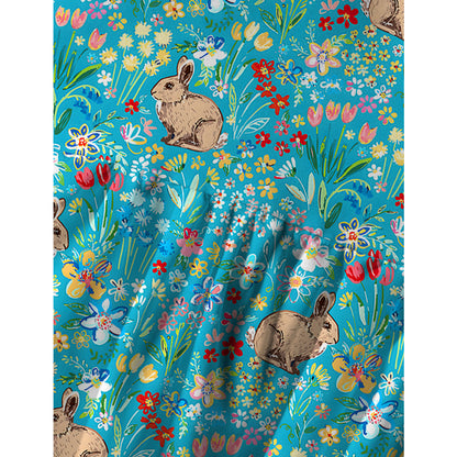 Blue Garden Rabbit Spaghetti Strap Mini Dress