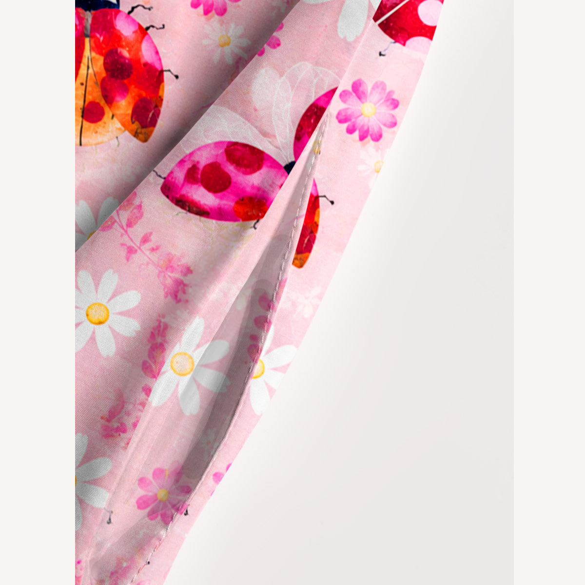 Daisy Ladybug Dance Print Wide Straps Maxi Dress With Pockets