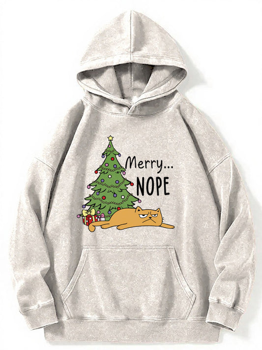 Vintage Merry Nope Washed Hoodie