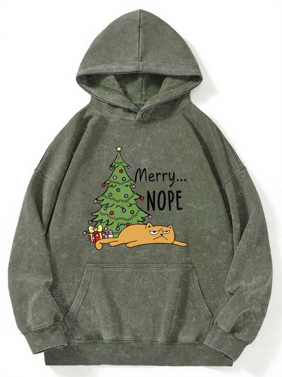Vintage Merry Nope Washed Hoodie