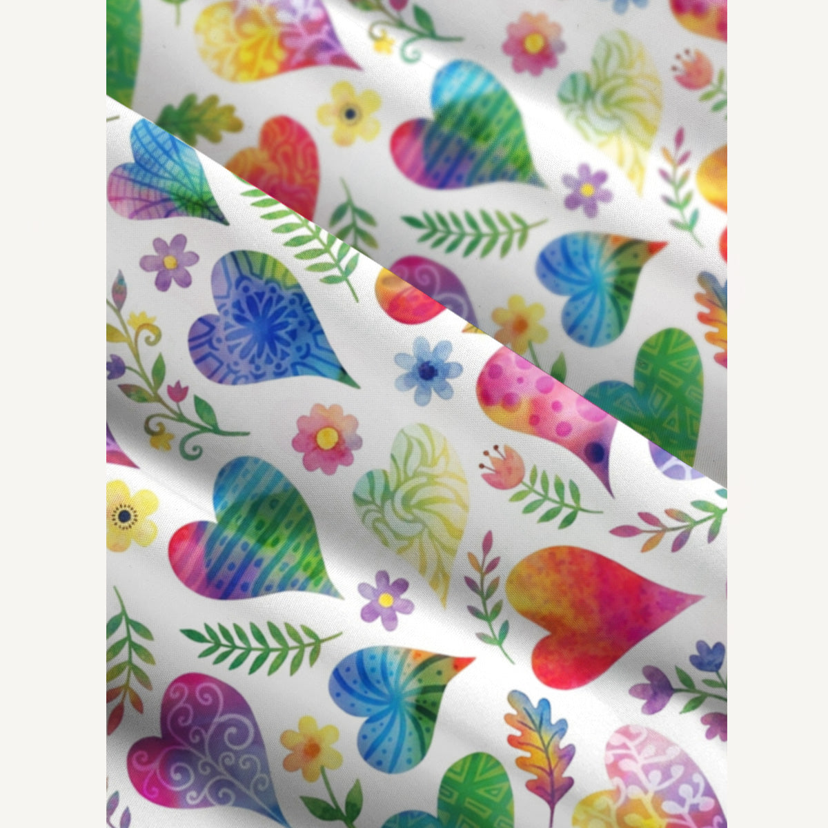 Colorful Doodle Love Pattern Print Wide Straps Maxi Dress With Pockets
