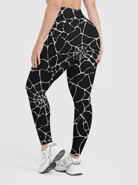 Vintage Minimal Spider Web Line Art Halloween Leggings