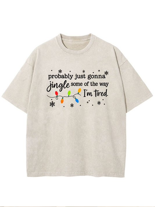 Vintage Christmas Jingle Song Oversize Washed T-Shirt