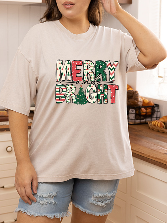 Vintage Merry And Bright Oversize Washed T-Shirt