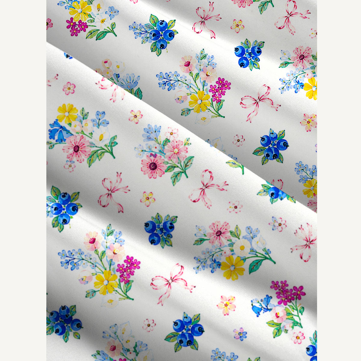 Blueberry Blossom Garden Print Wide Straps Maxi Dress With Pockets