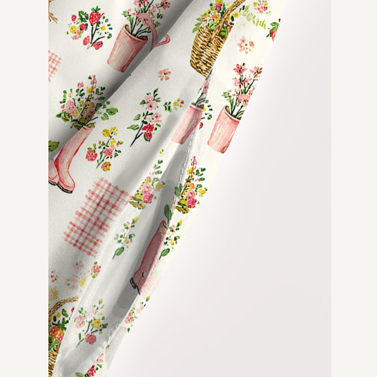 Watercolor Pink Farm Chicken Cow Print Wide Straps Maxi Dress With Pockets