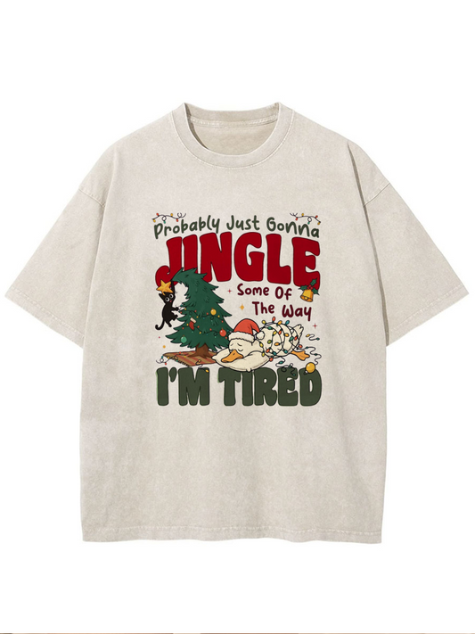 Vintage Christmas Goose Oversize Washed T-Shirt