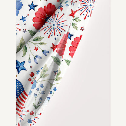 Patriotic Poppy Garden Print Wide Straps Maxi Dress With Pockets