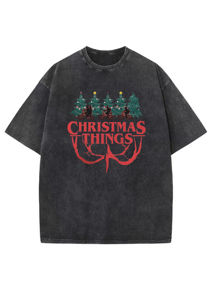 Vintage Christmas Things Oversize Washed T-Shirt