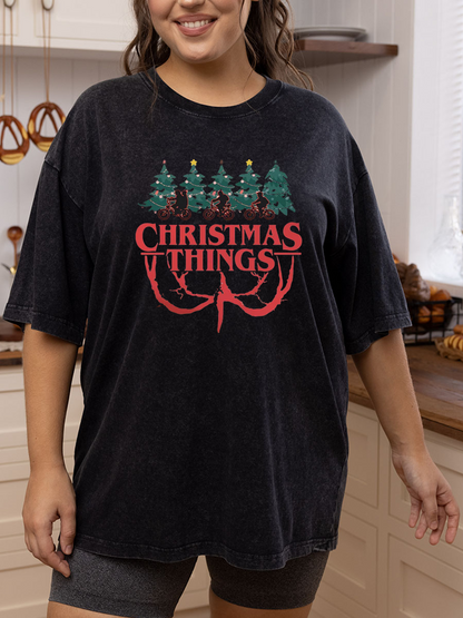 Vintage Christmas Things Oversize Washed T-Shirt
