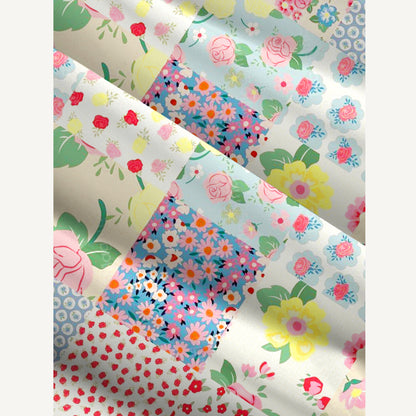 Spring Blossom Patchwork Print Wide Straps Maxi Dress With Pockets