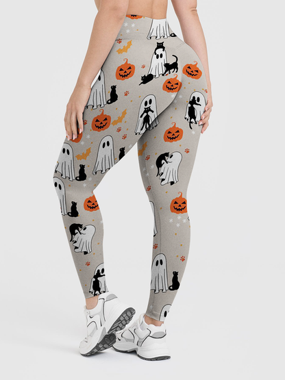 Vintage Neutral Cottage Halloween Minimal Leggings
