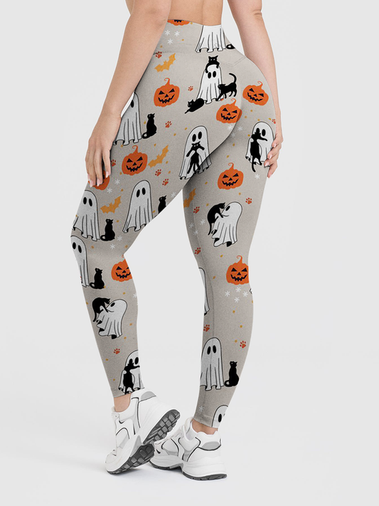 Vintage Neutral Cottage Halloween Minimal Leggings