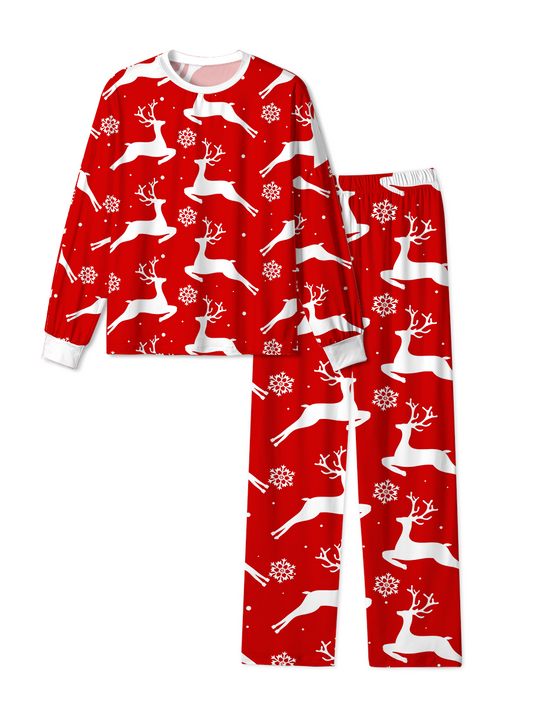 Vintage Red Reindeer Snowflake Christmas Pajamas