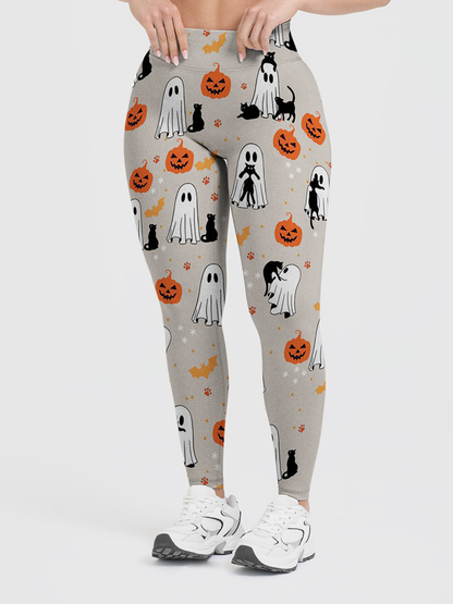 Vintage Neutral Cottage Halloween Minimal Leggings