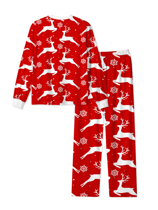 Vintage Red Reindeer Snowflake Christmas Pajamas
